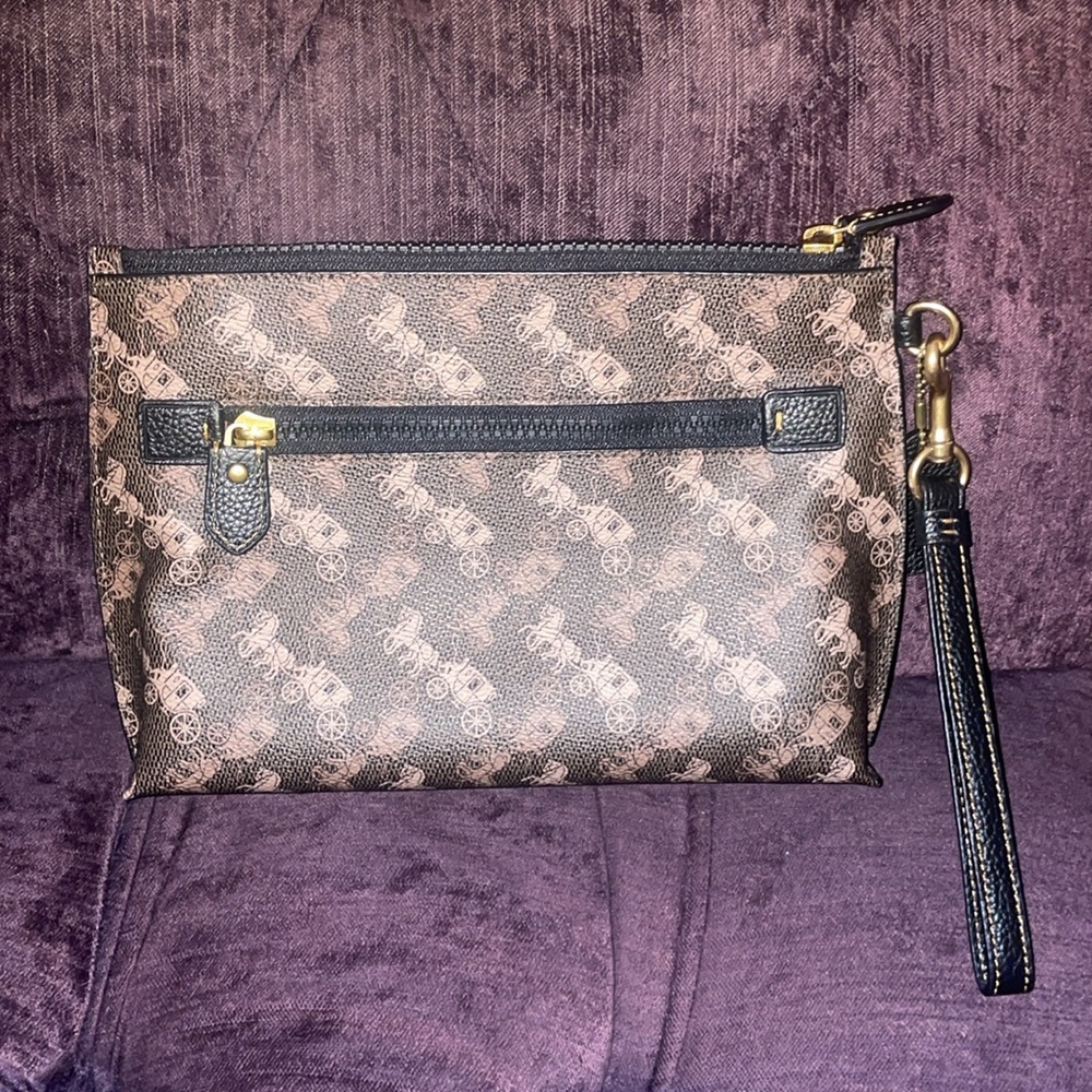 Coach Signature 3 colors Velour Stripe Wristlet Clutch - Picture 5 of 7